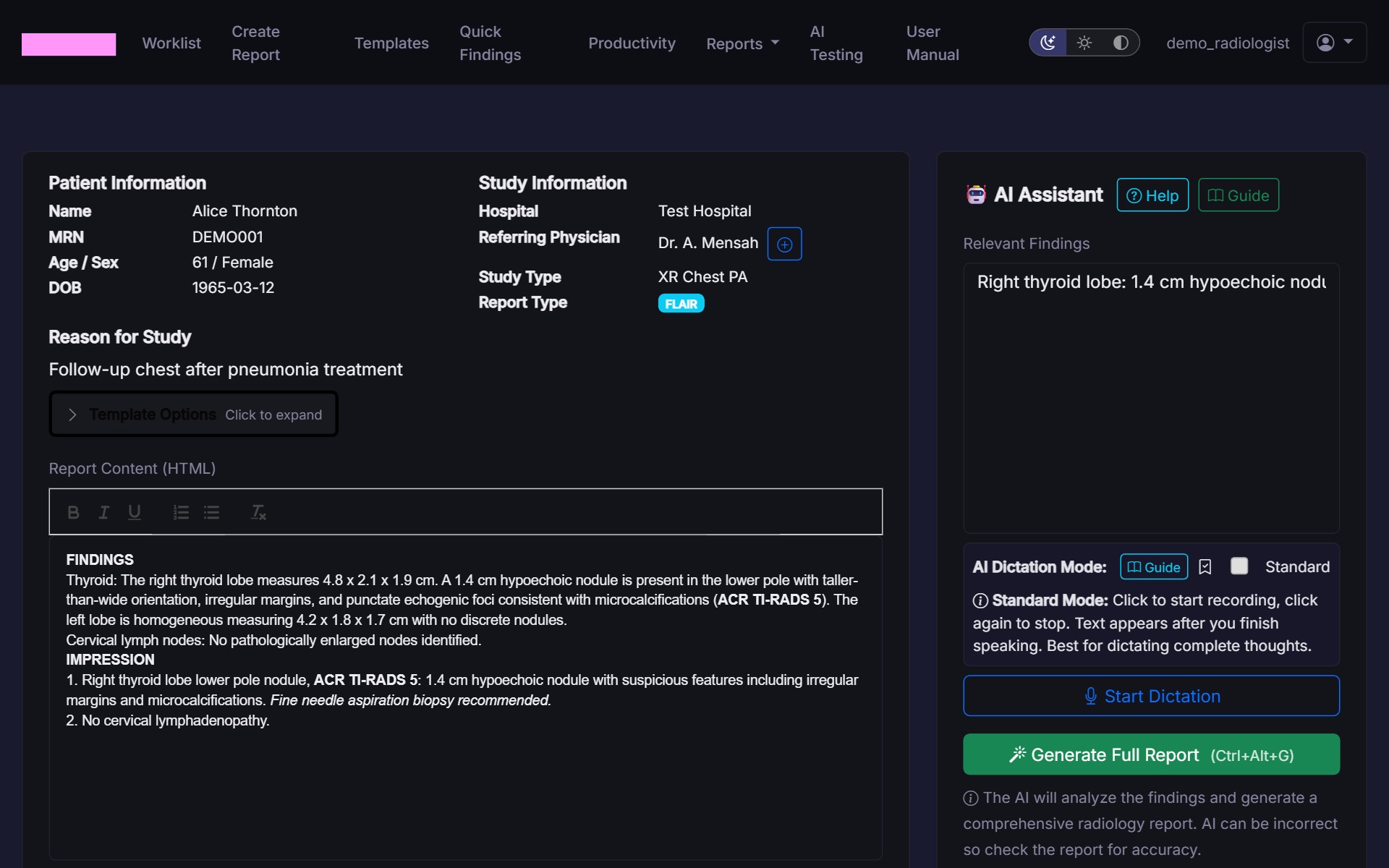 Report creation